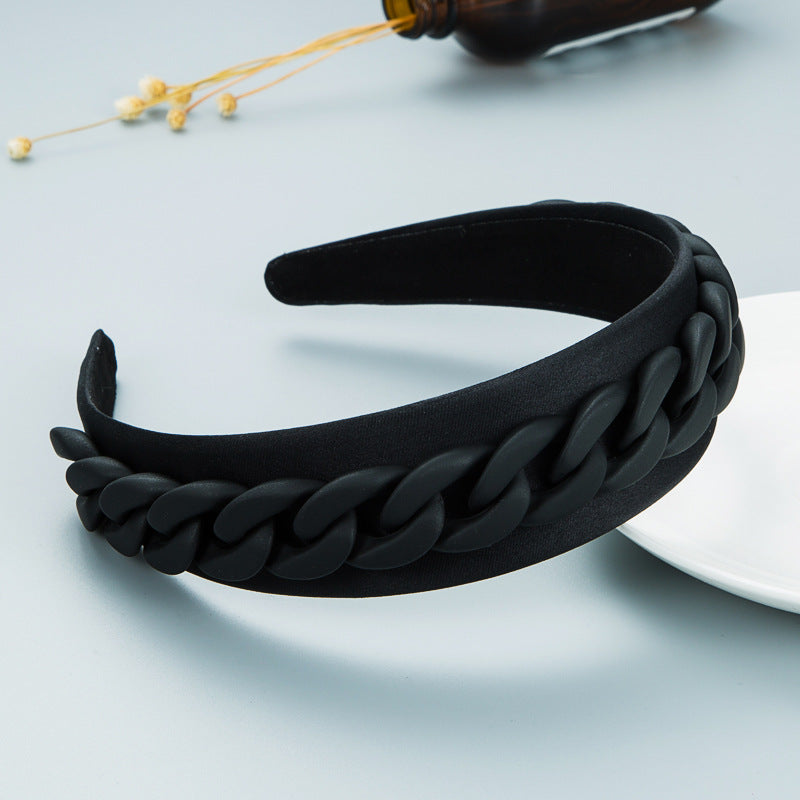 Vibrant Wide Braided Headband with Macaron Color Chain - Image 7