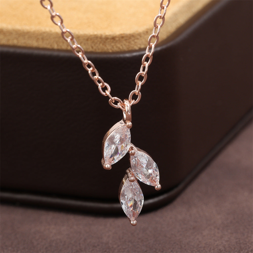 RAKOL European And American-style Light Luxury Elegant Horse Eye Pendant Copper Inlaid Zircon Women's Niche Versatile Exquisite Clavicle Chain Necklace