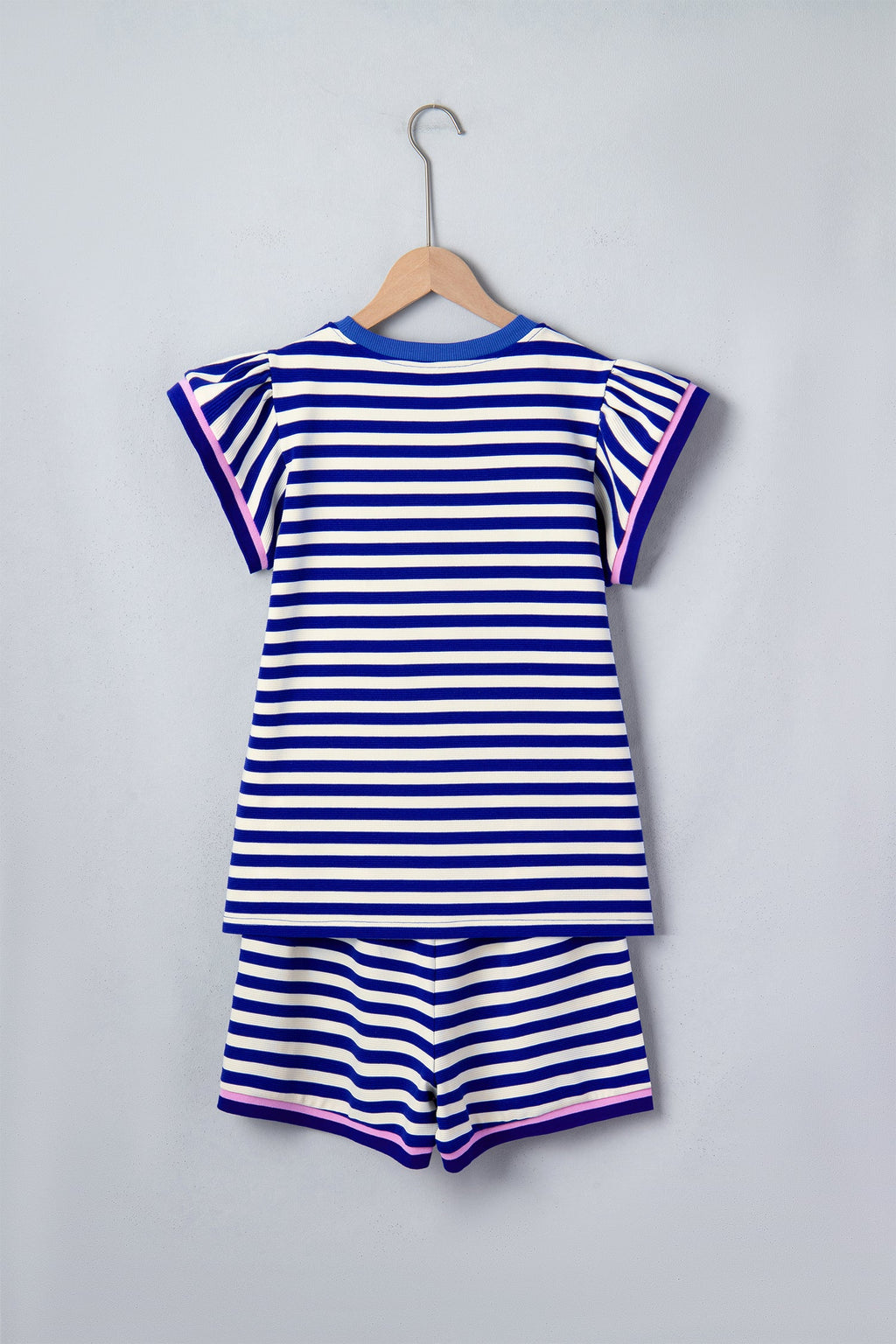 Xiomara Trim Cap Sleeve Top & Shorts Set - Striped Knit