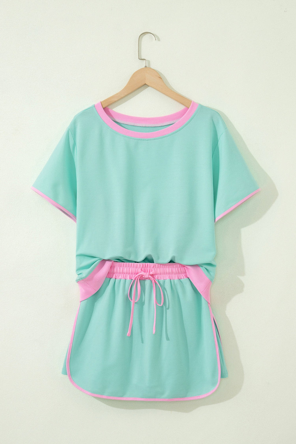 Hunter Drop Shoulder T-Shirt & Skort Set in Mint Green or Pink