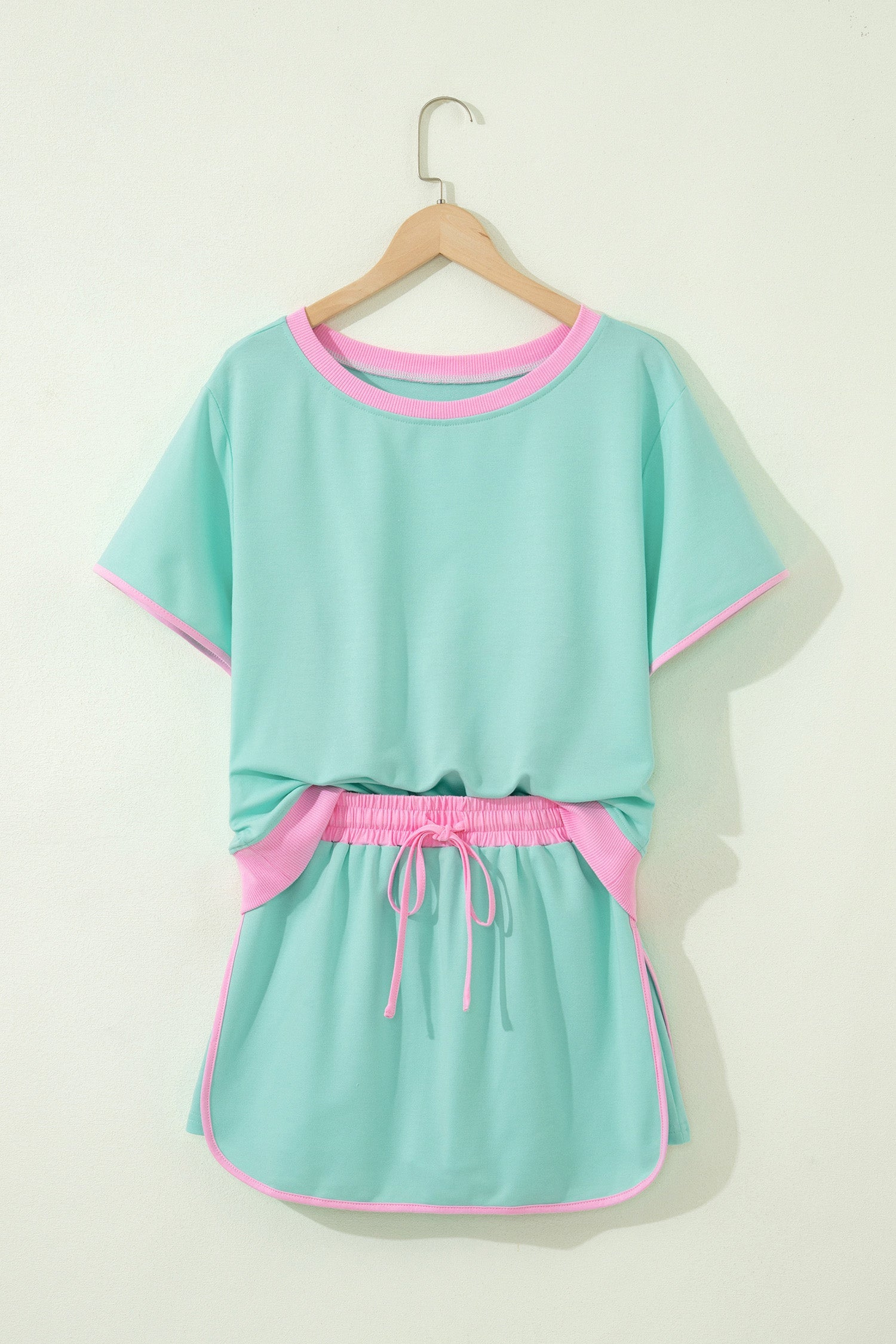 Hunter Drop Shoulder T-Shirt & Skort Set in Mint Green or Pink