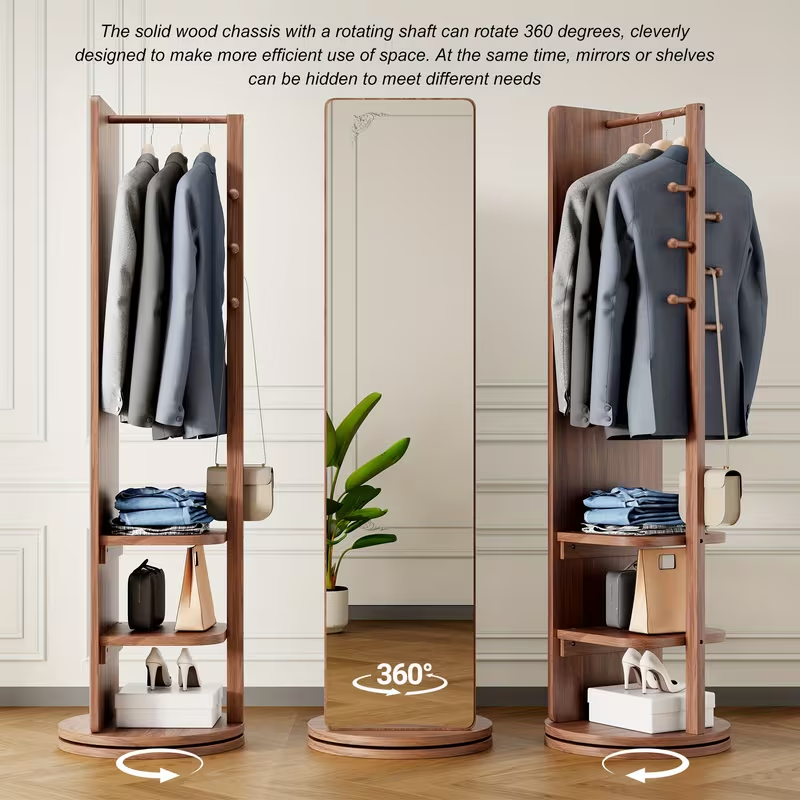 Full-Length Mirror with Coat Rack