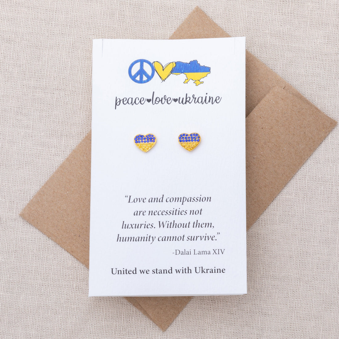 Our Hearts Are With Ukraine Gold Plated Earrings