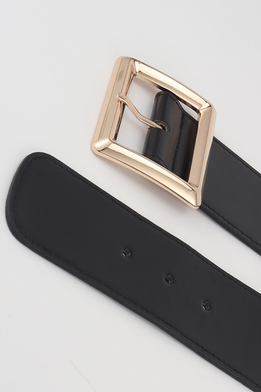 Rectangle Buckle Elastic Wide Belt | PU & Alloy