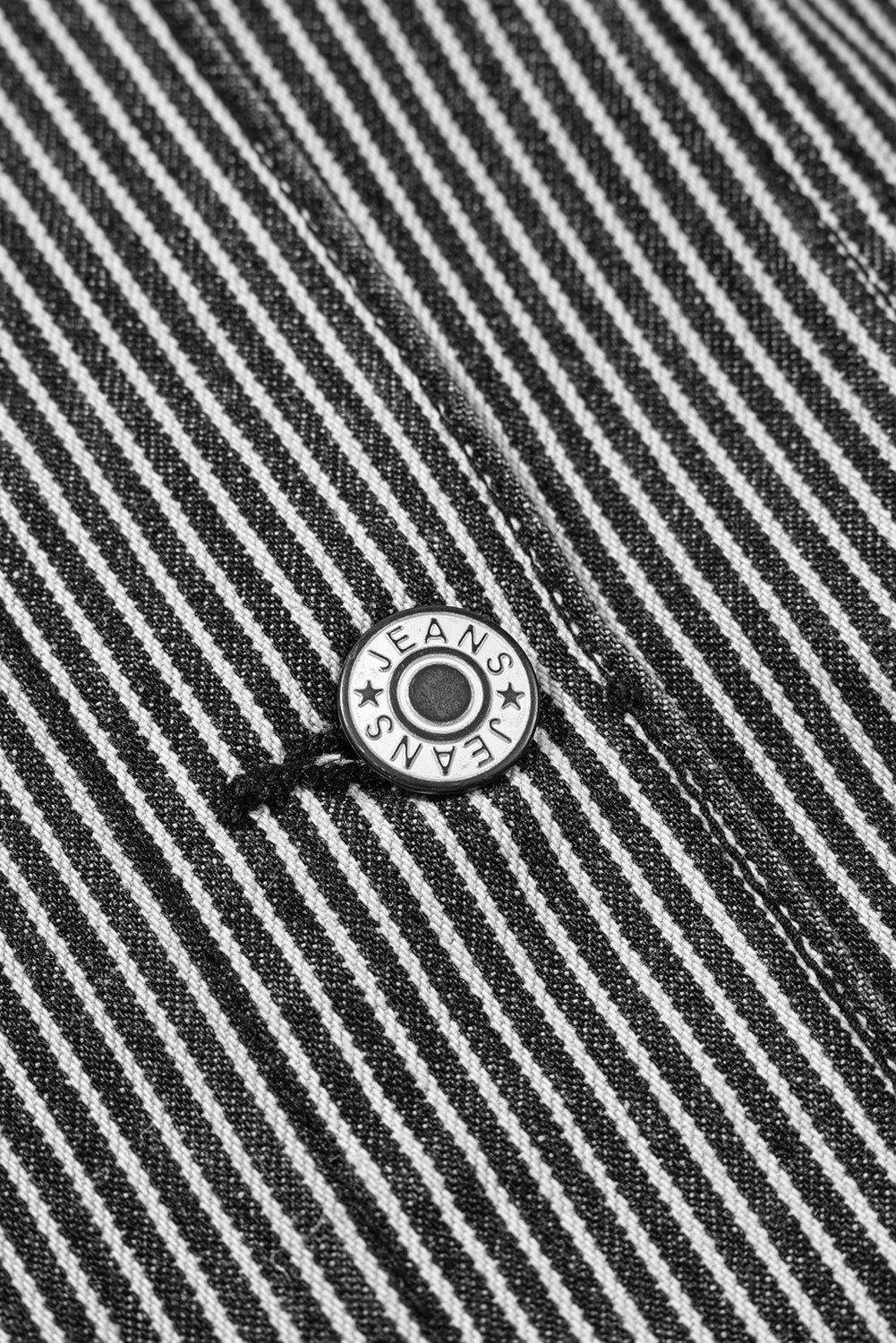 Blue Stripe Washed Oversized Pocketed Denim Jacket