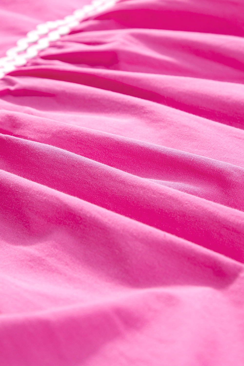 Pink Flutter Sleeve Tiered Ric-Rac Mini Dress