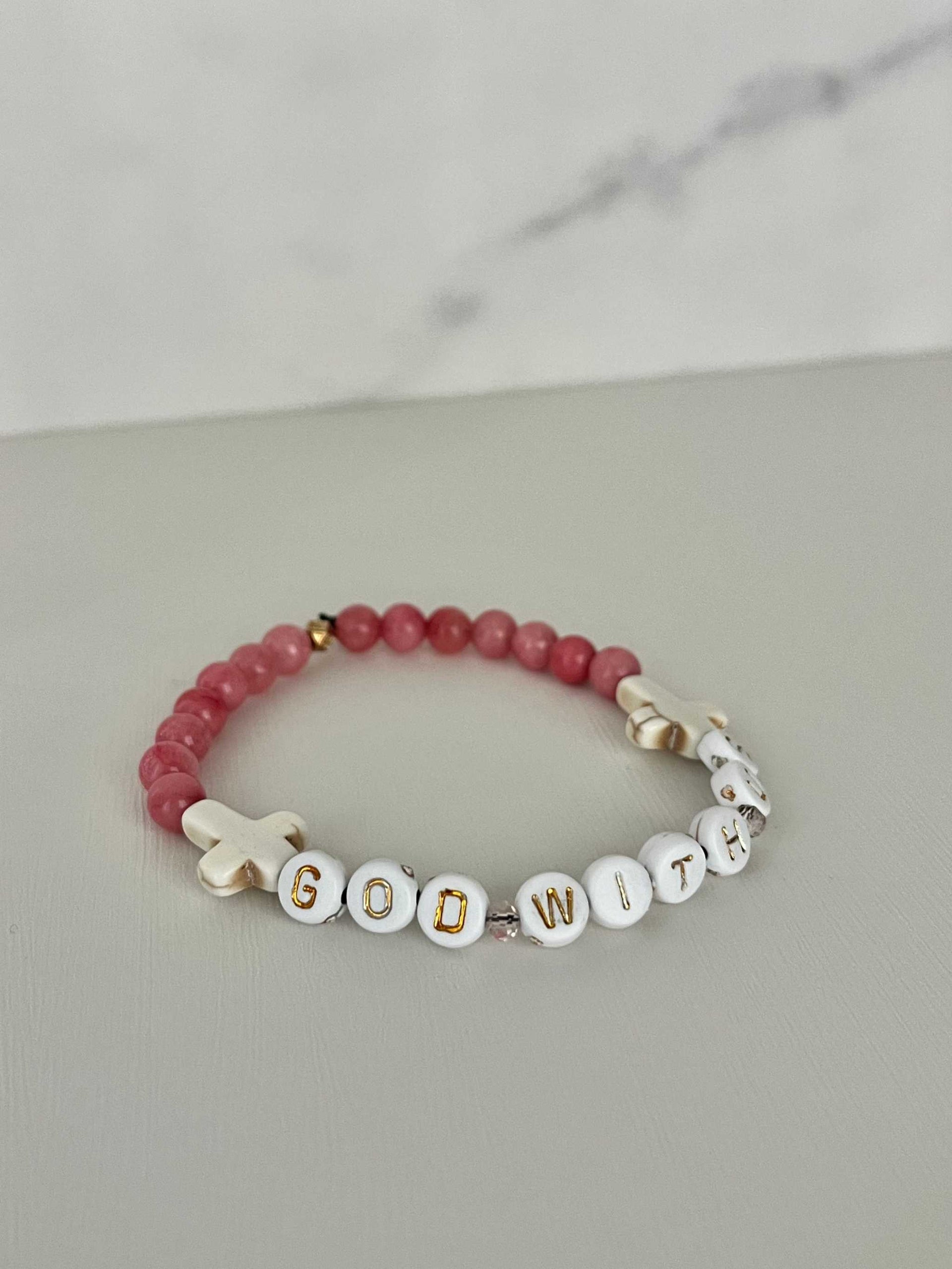 Pink Marble God With Us Bracelet - Faith-Inspired Jewelry