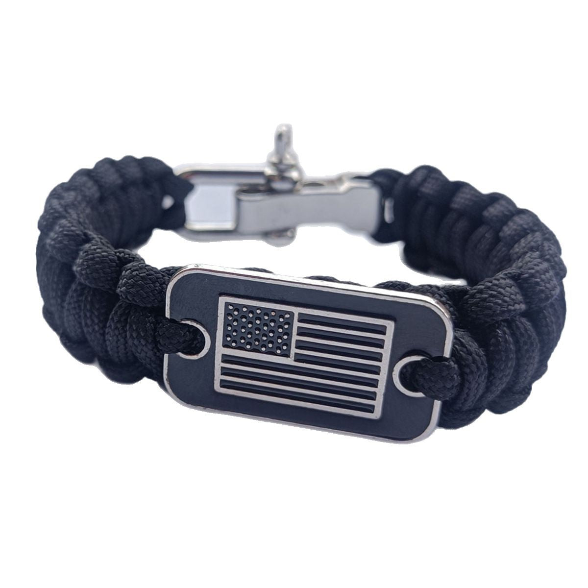 Braided Paracord Bracelet With Survival Zinc Alloy Adjusting Buckle