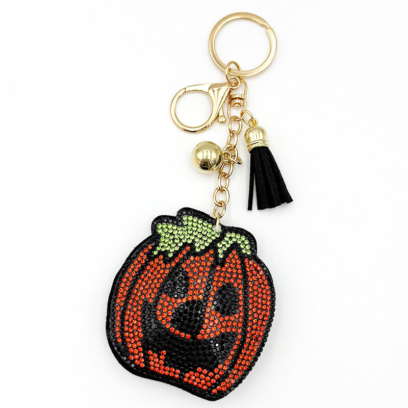 Halloween Creative Diamond-Encrusted Pumpkin Keychain