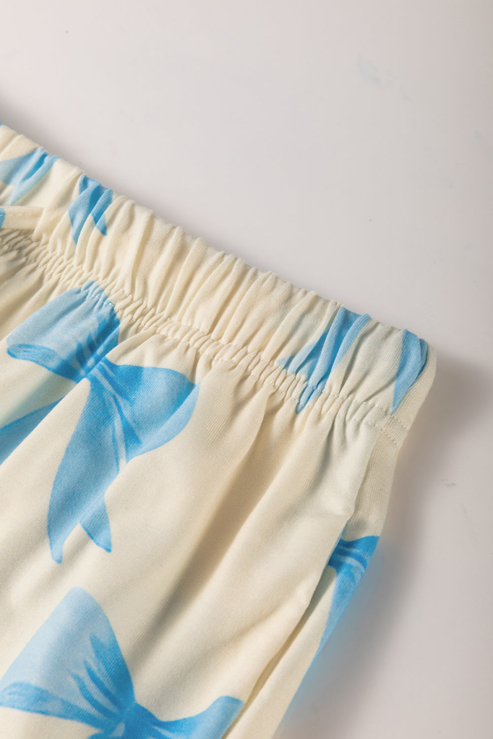 Yellow Bowknot Print Short Sleeve Loungewear Set