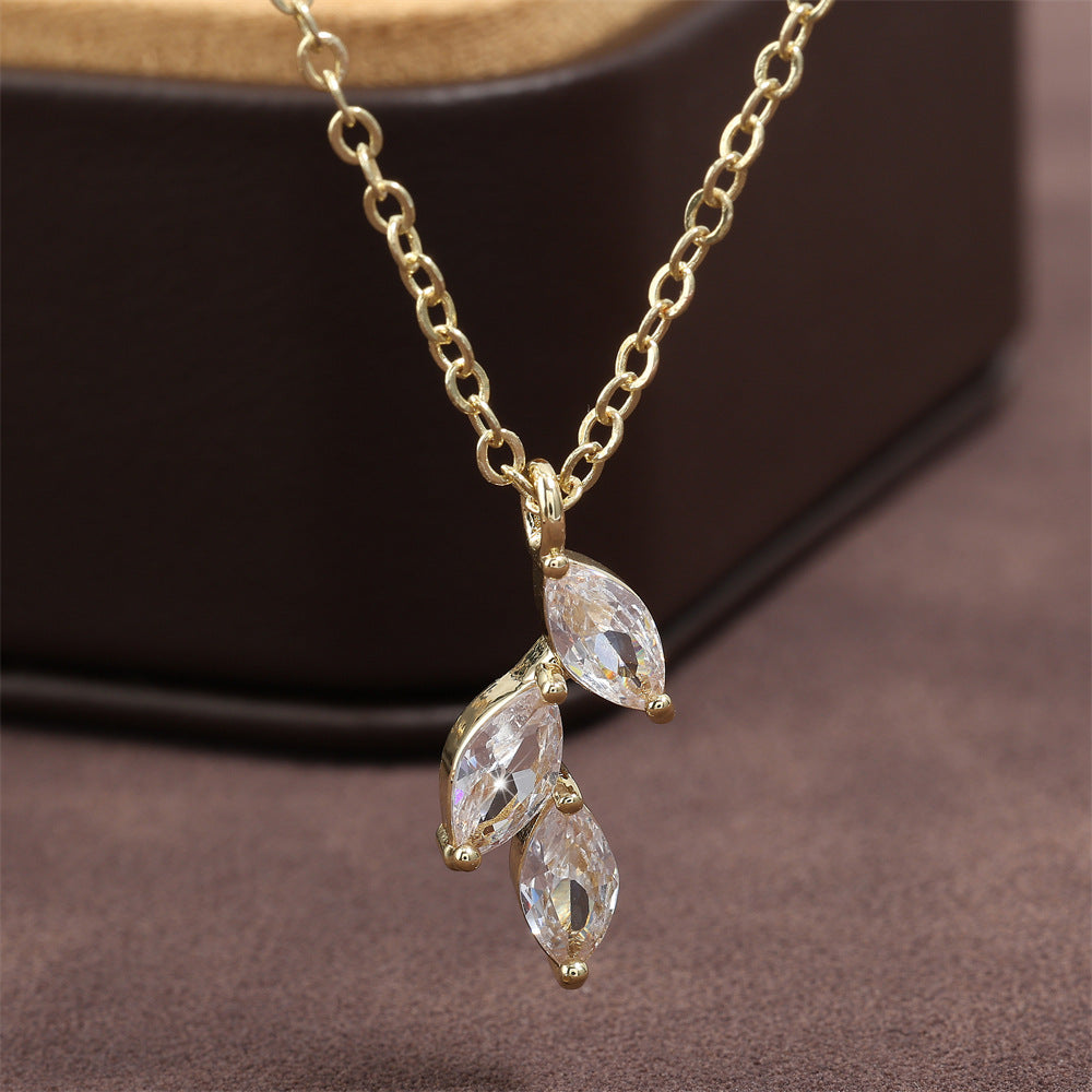 RAKOL European And American-style Light Luxury Elegant Horse Eye Pendant Copper Inlaid Zircon Women's Niche Versatile Exquisite Clavicle Chain Necklace