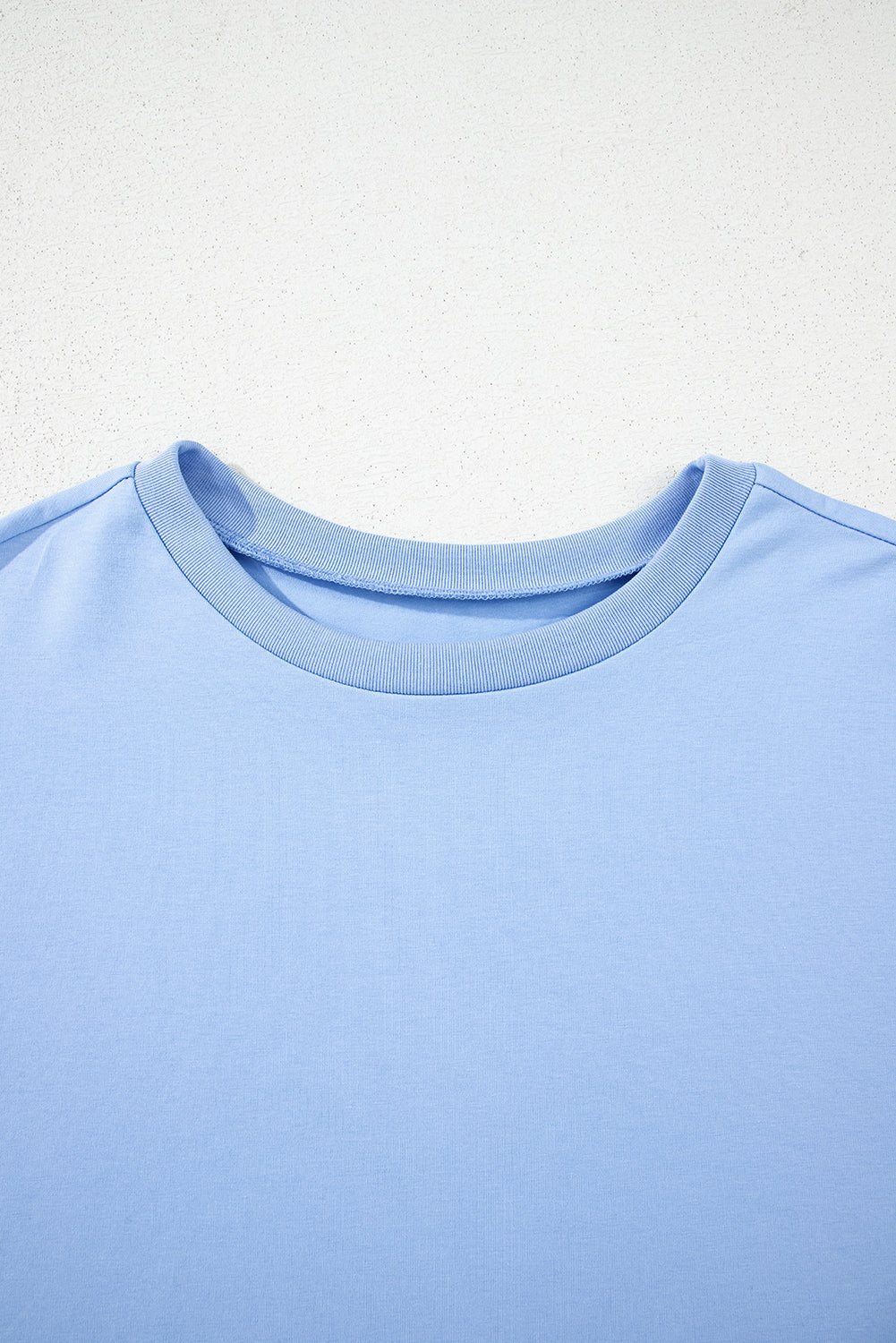 Myosotis Loose Half Sleeve Hi-Low T-Shirt | Light Blue Cotton