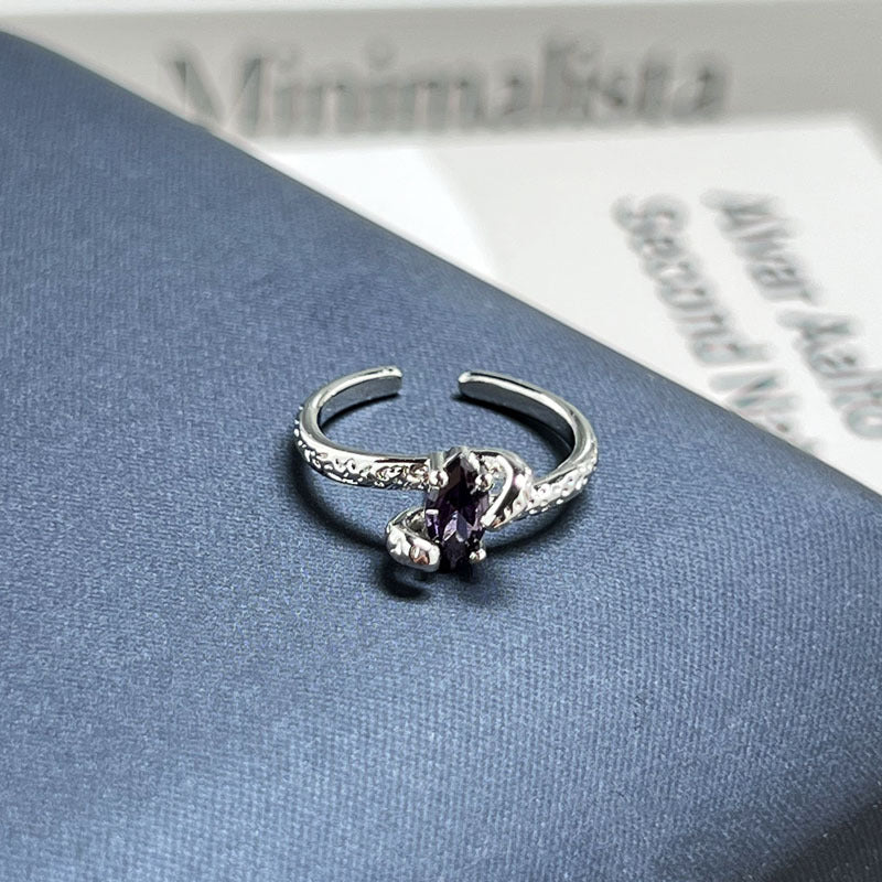 Purple Rhinestone Open Ring – Adjustable Sweet & Cool Statement