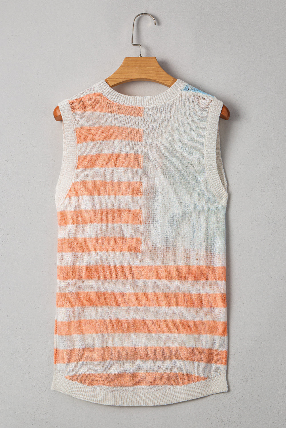 Pink Stripe USA Flag Notched Neckline Loose Knit Vest