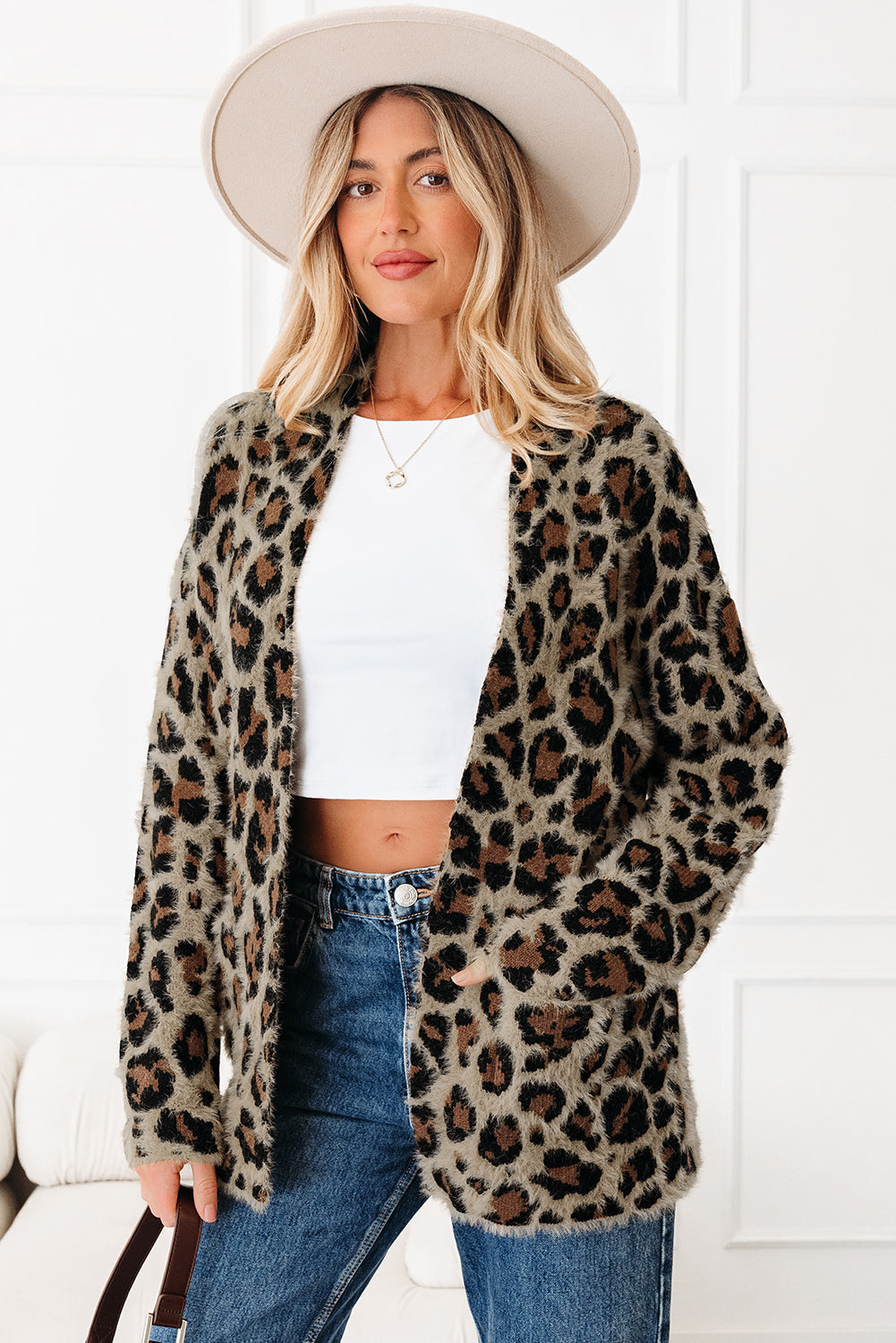 Leopard Open-Front Cardigan