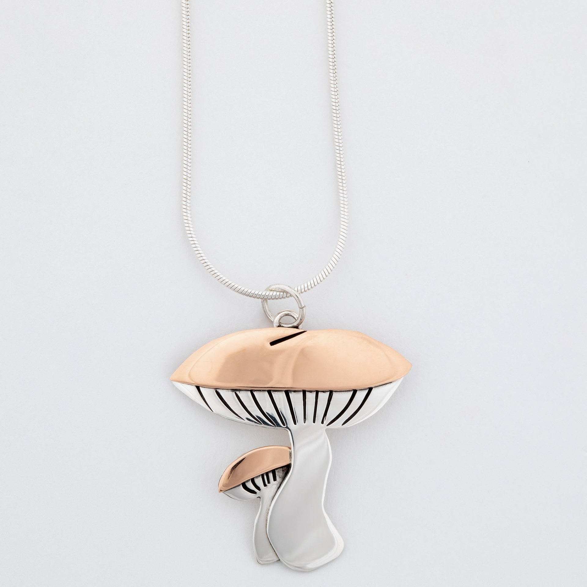 Mushroom Sterling & Copper Necklace