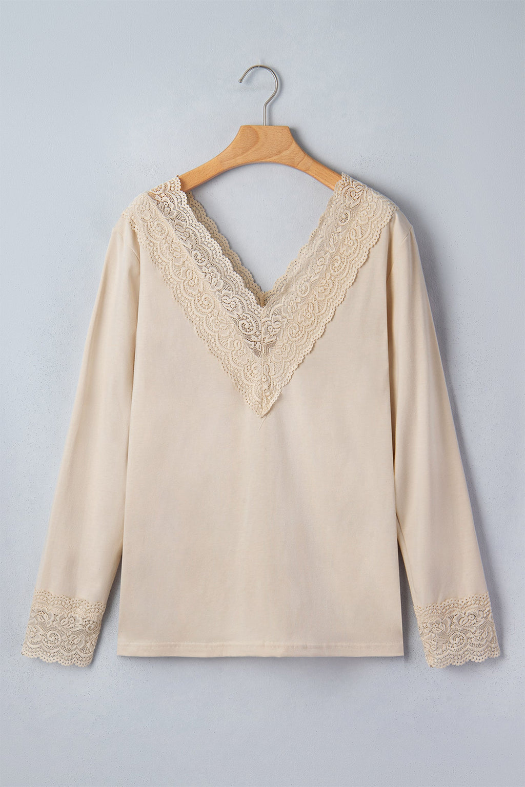 Dakota Patchwork Pullover Long Sleeve Top with Lace