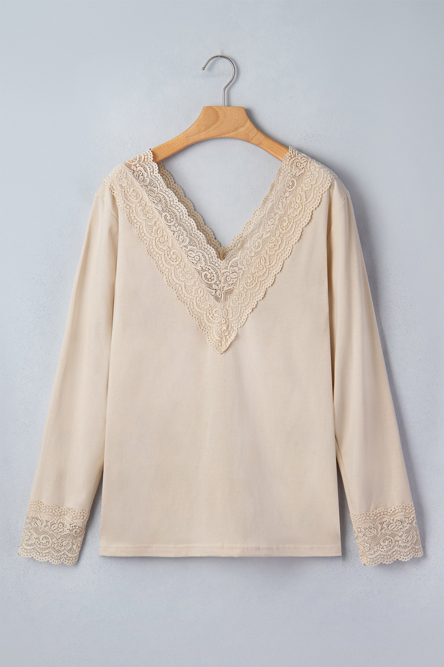 Dakota Patchwork Pullover Long Sleeve Top with Lace