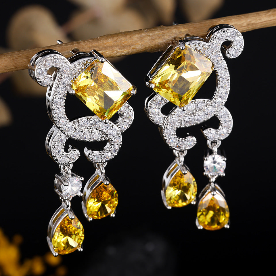 RAKOL Micro Pave Zircon Tassel Drop Earrings Shiny Dangle Ear Jewelry For Women