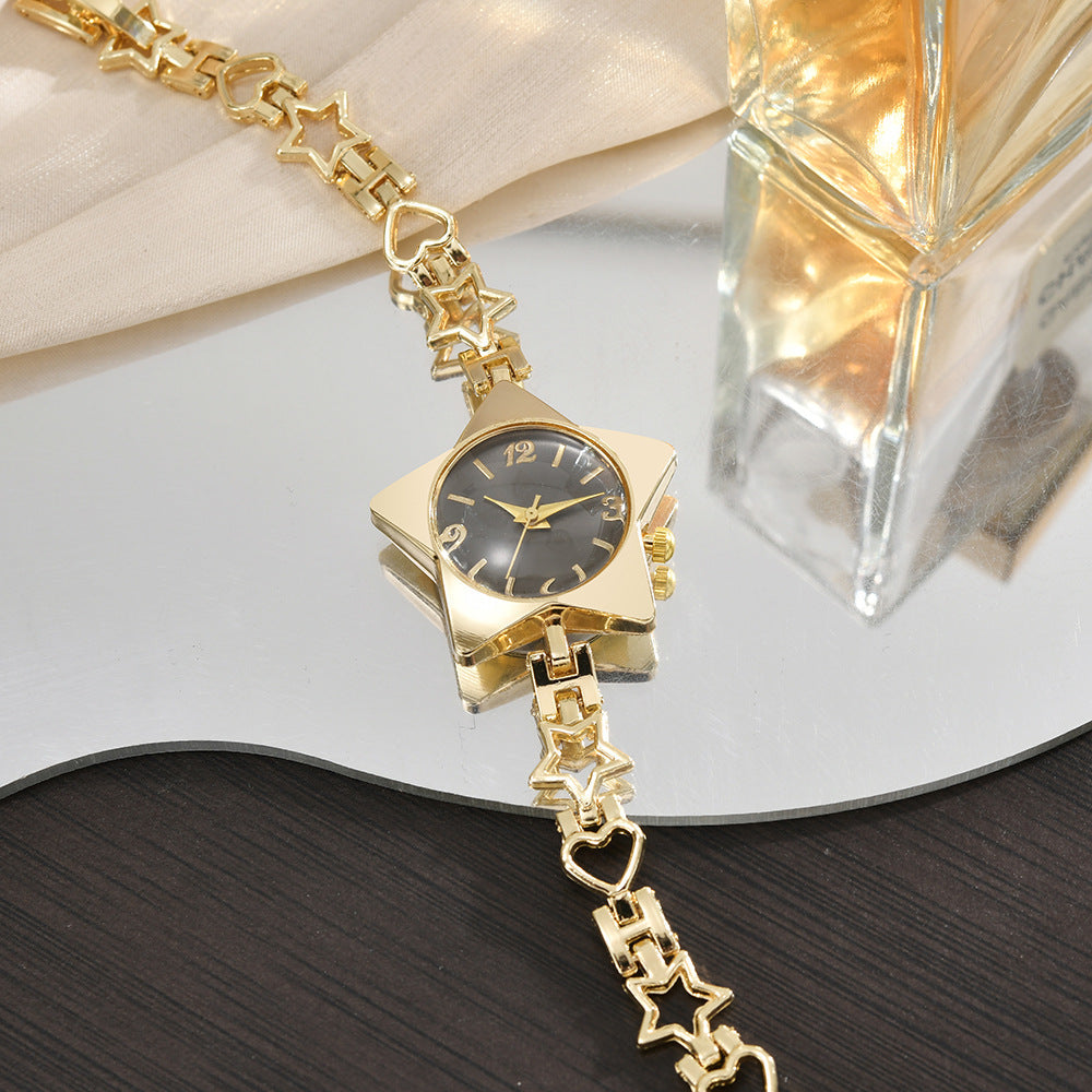Stylish Edgy Yet Sweet Womens Watch With A Star And Heart Chainquartz Timepiece