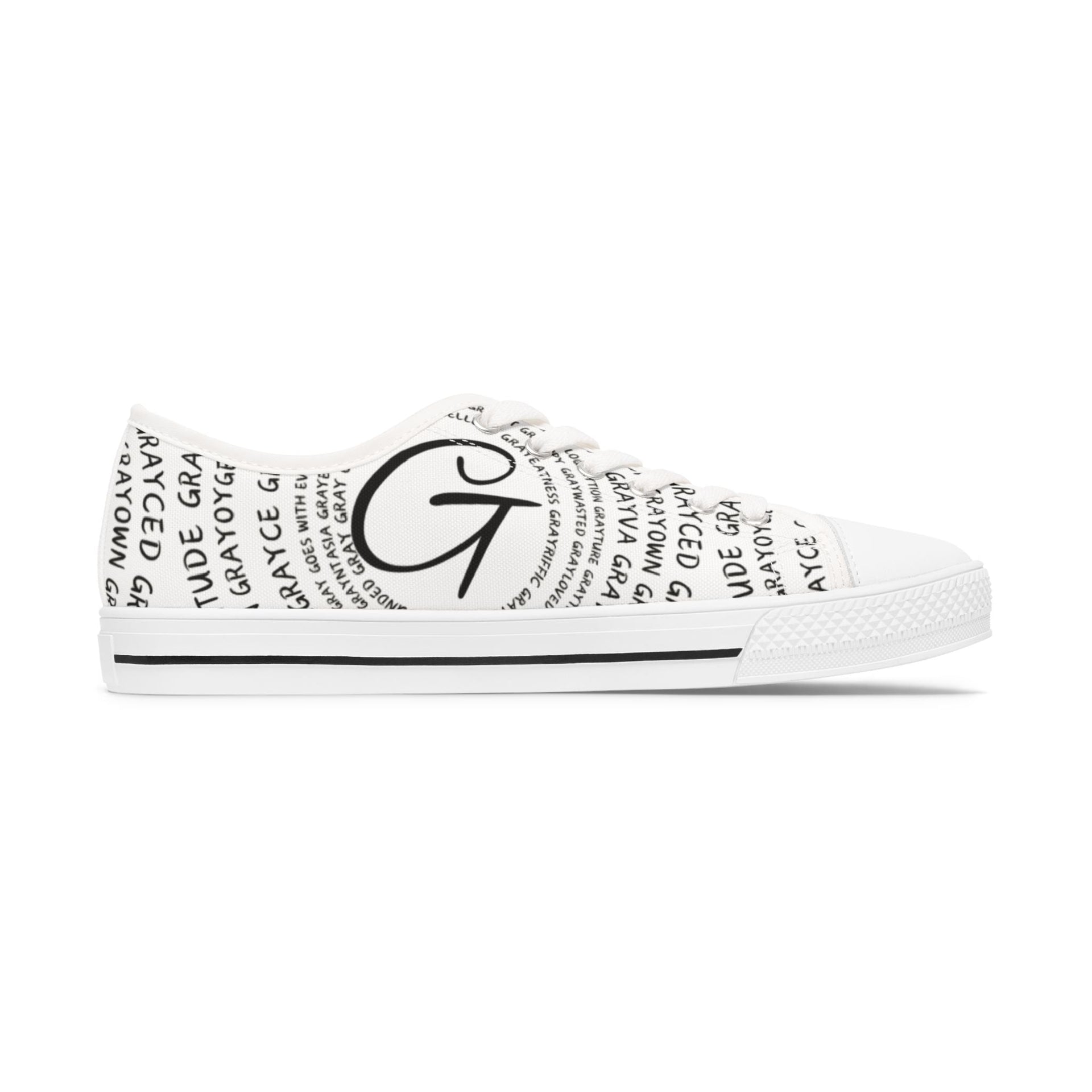 Women's Monochrome Low Top Sneakers, Cotton Lace-Up Casual Shoes