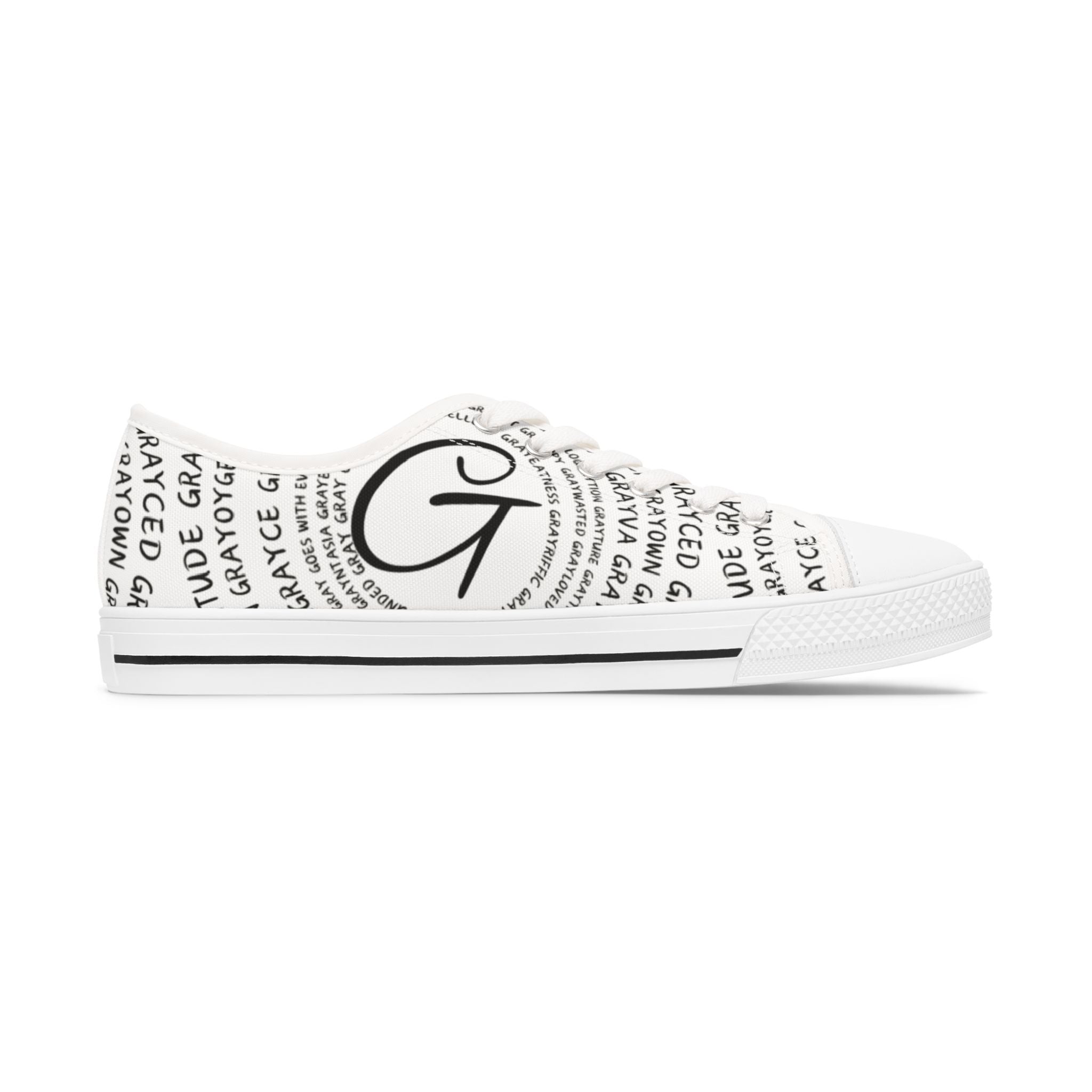 Women's Monochrome Low Top Sneakers, Cotton Lace-Up Casual Shoes