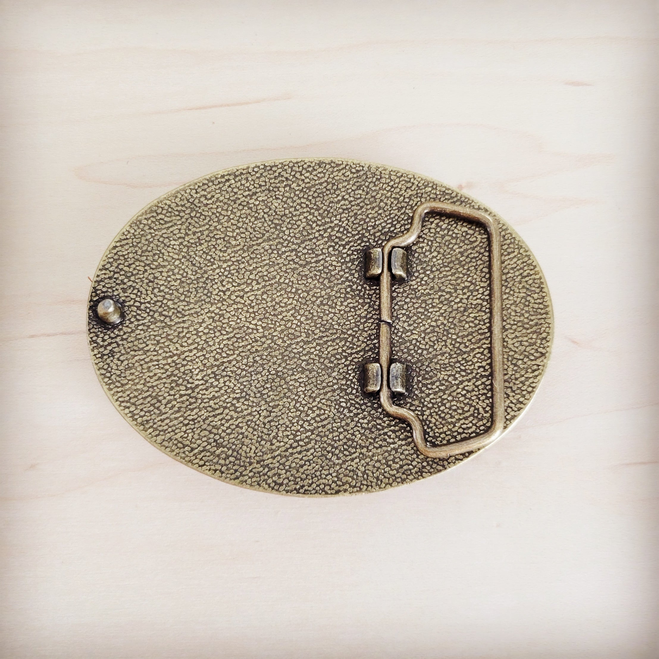 Rope Edge Leather Belt Buckle w/ Orange Regalite Slab 908k