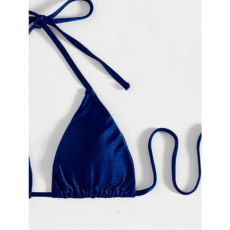 Halter Bikinis Solid Triangle Swimsuit Women High Cut Skirt Swimwear Conjunto Biquinis Feminino Trajes