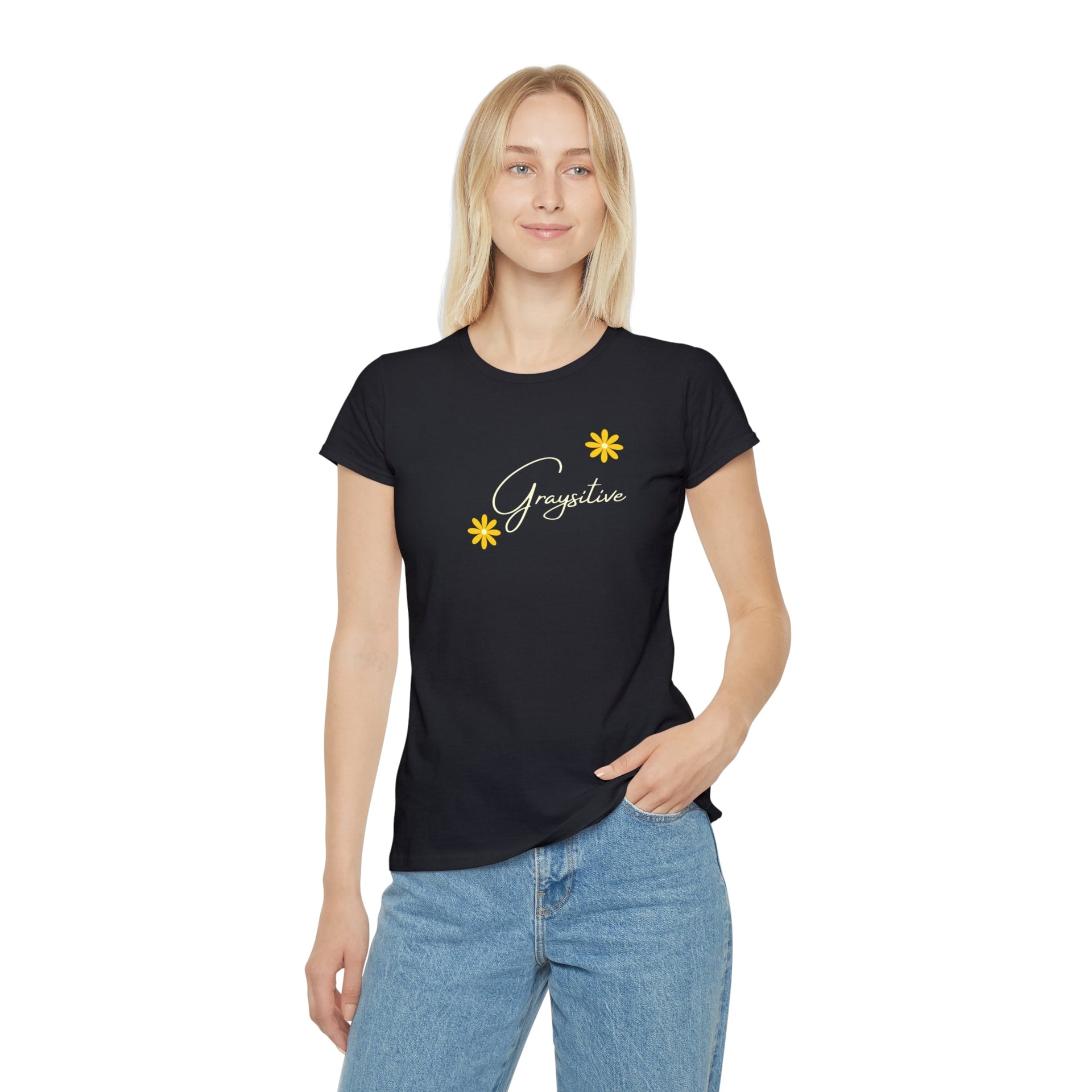 Women's Floral Graphic T-Shirt in Black, Pink, and Gray