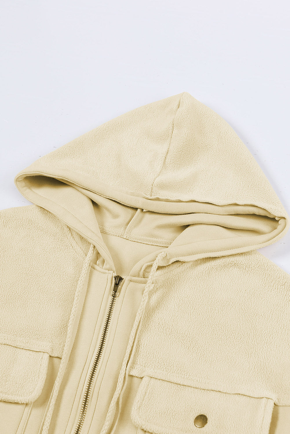 Green Bishop Sleeve Zip Up Hoodie Jacket with Flap Pockets