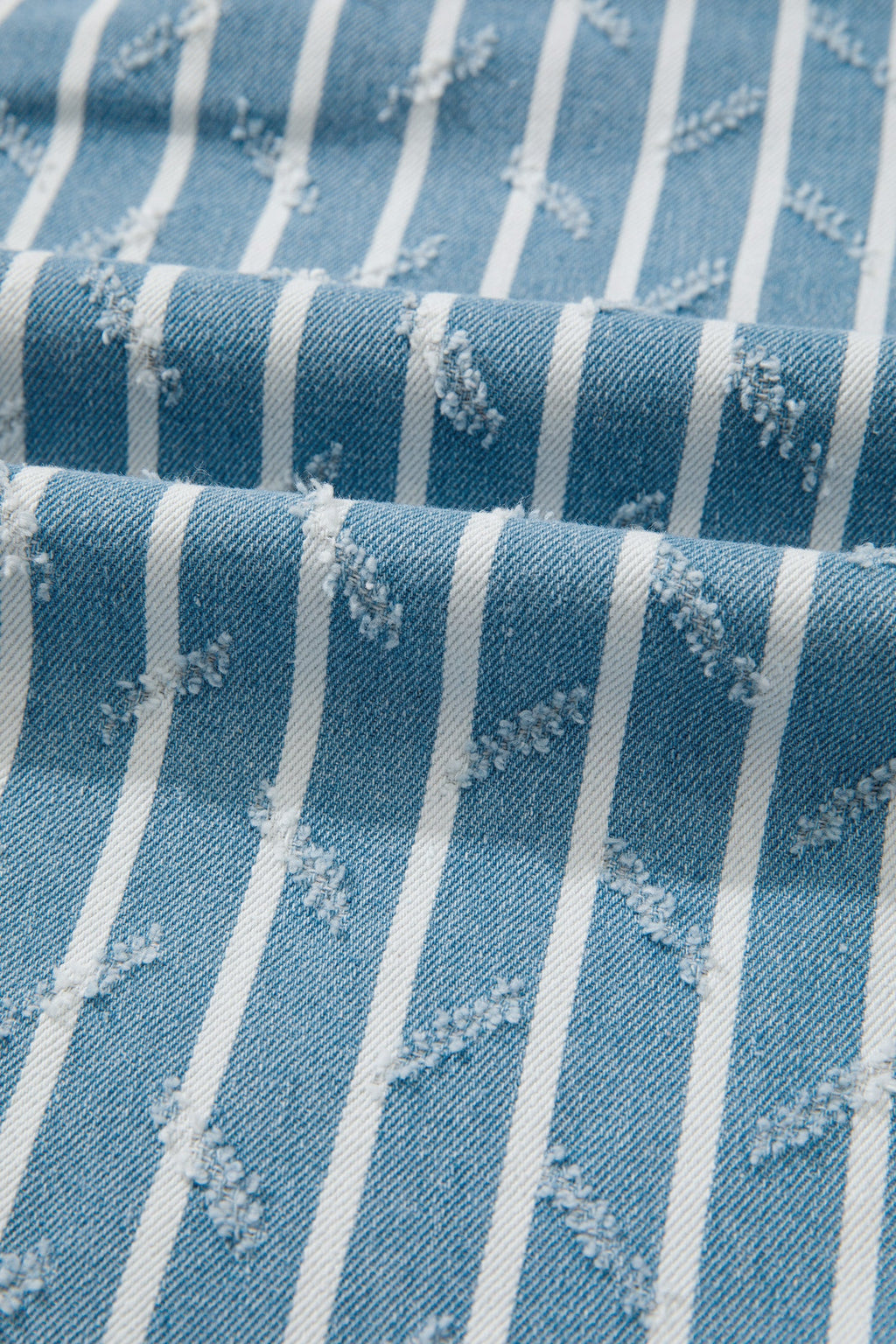 Angel Ruffled Wide Leg Denim Overalls in Blue and White Stripe