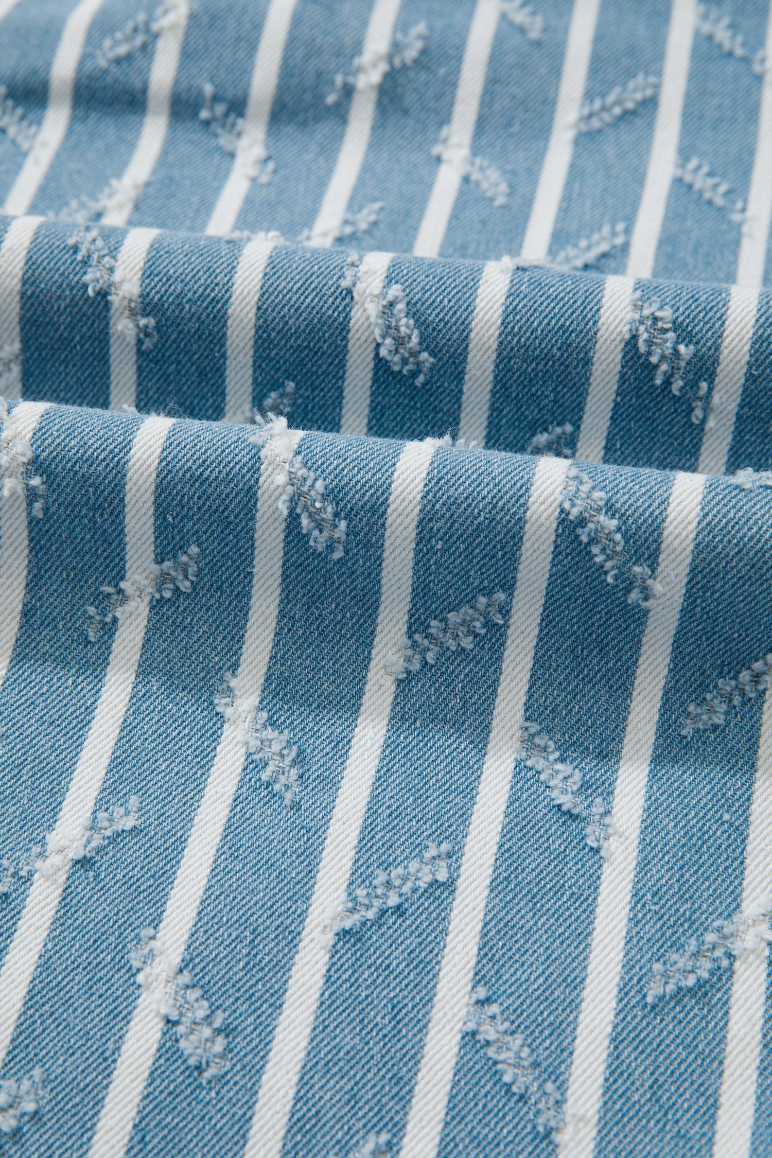 Angel Ruffled Wide Leg Denim Overalls in Blue and White Stripe