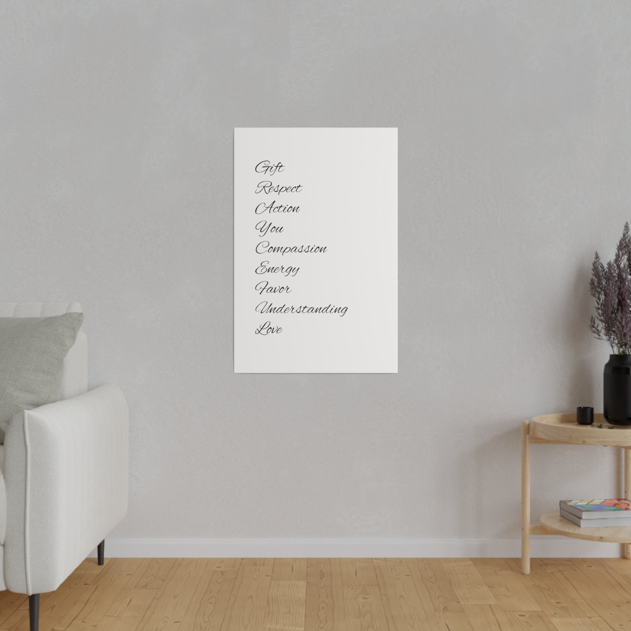 Minimalist Matte Canvas Wall Art, Stretched Black and White Decor