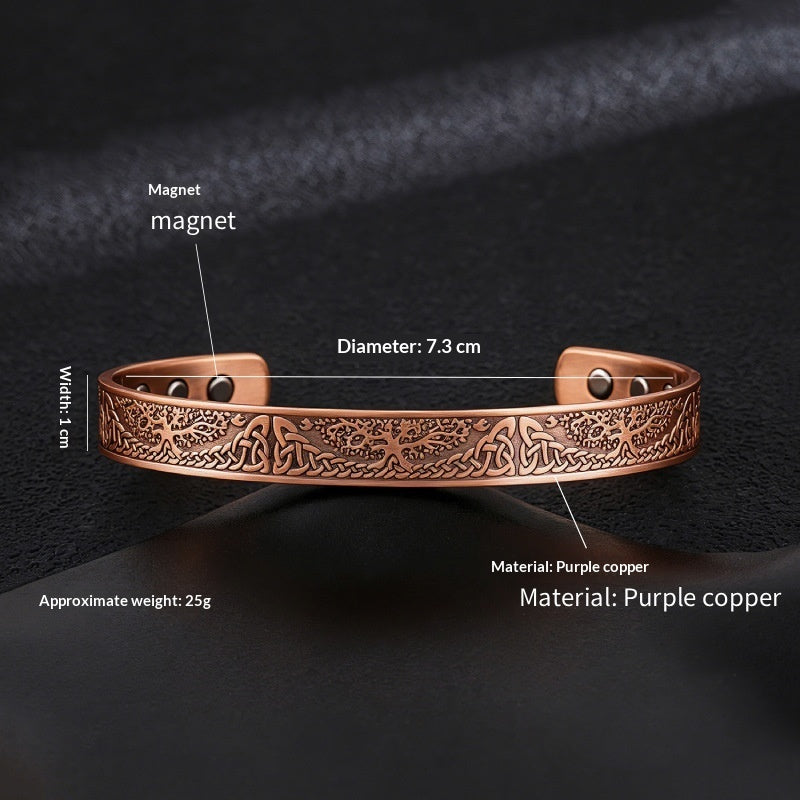 Magnetic Bracelet Vintage Red Copper Open Design
