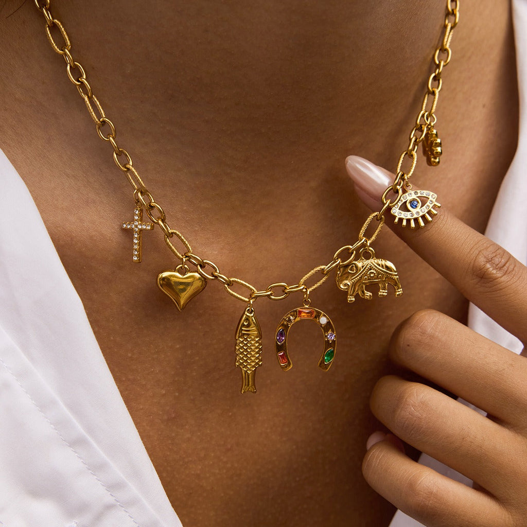 18K Gold-Plated Titanium Steel DIY Pendant Clavicle Chain