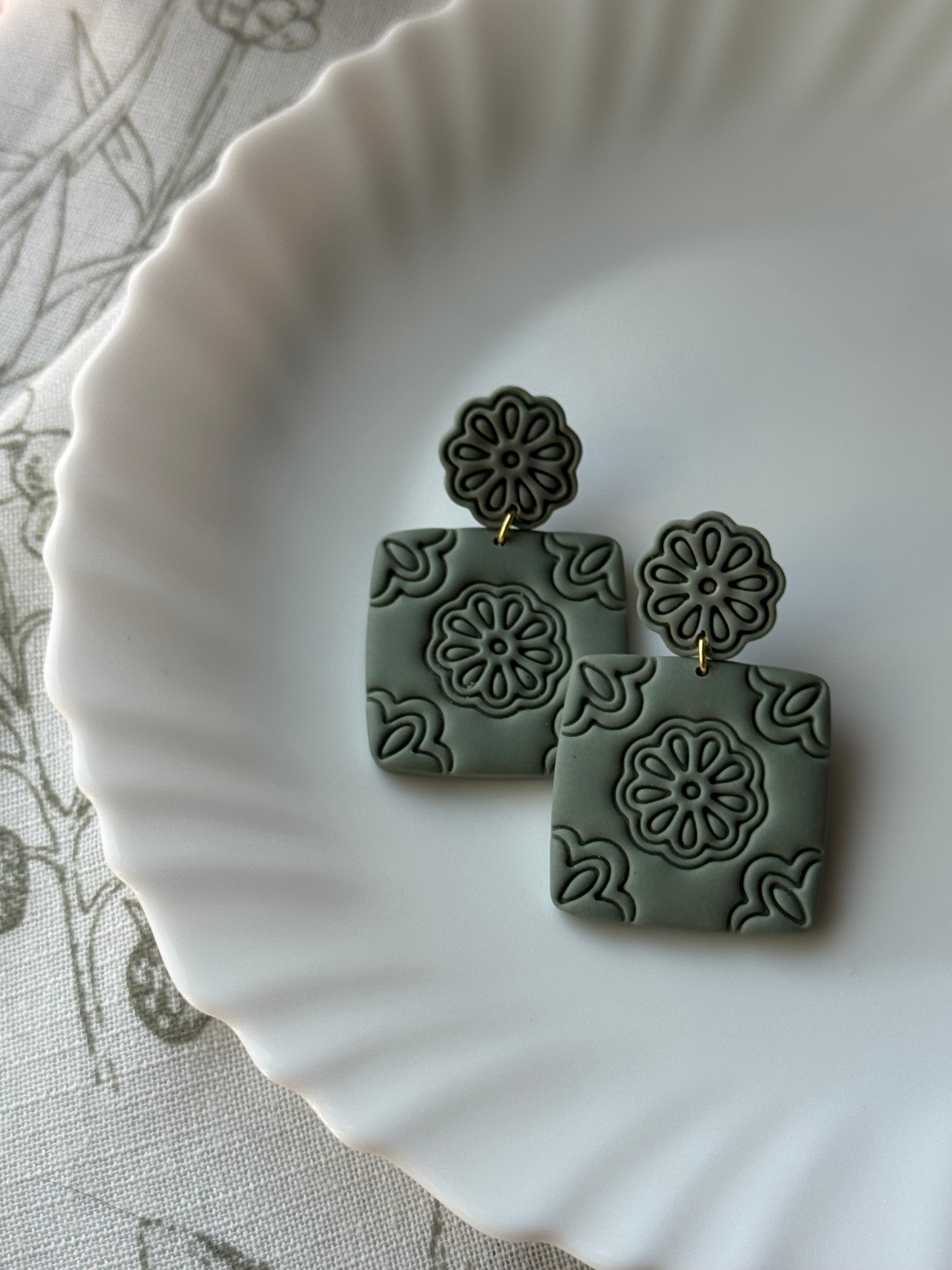 Kira Sage Polymer Clay Earrings - 14K Gold Plated