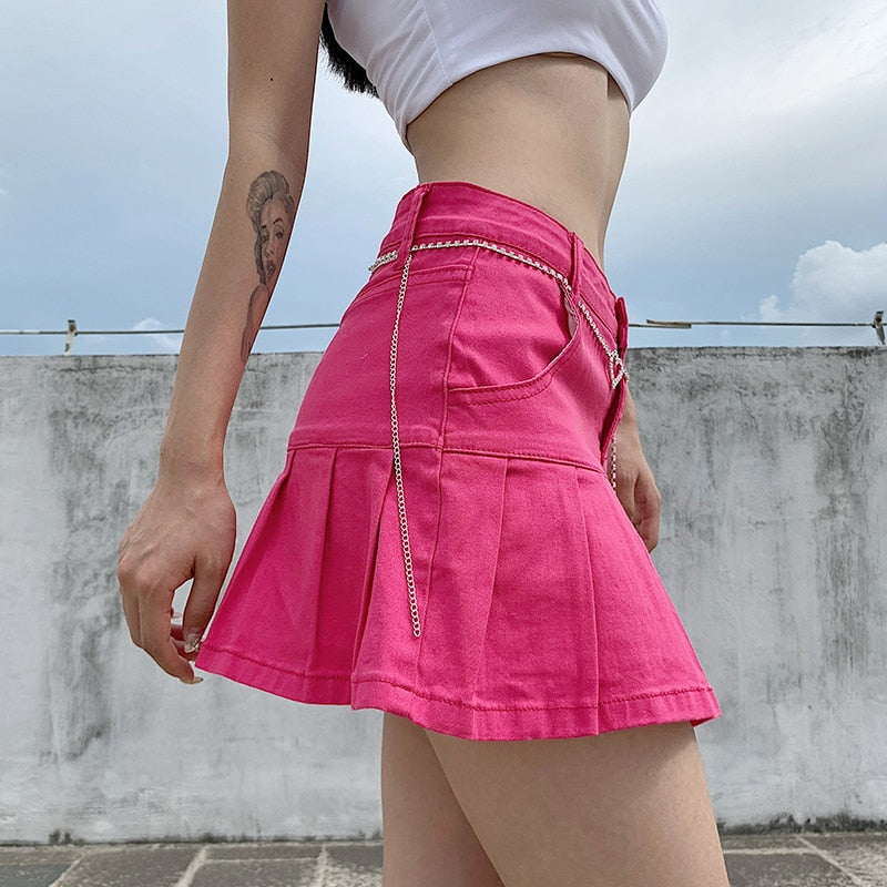 Y2K Denim Pleated Mini Skirt High Waisted Harajuku Punk Style - Image 5
