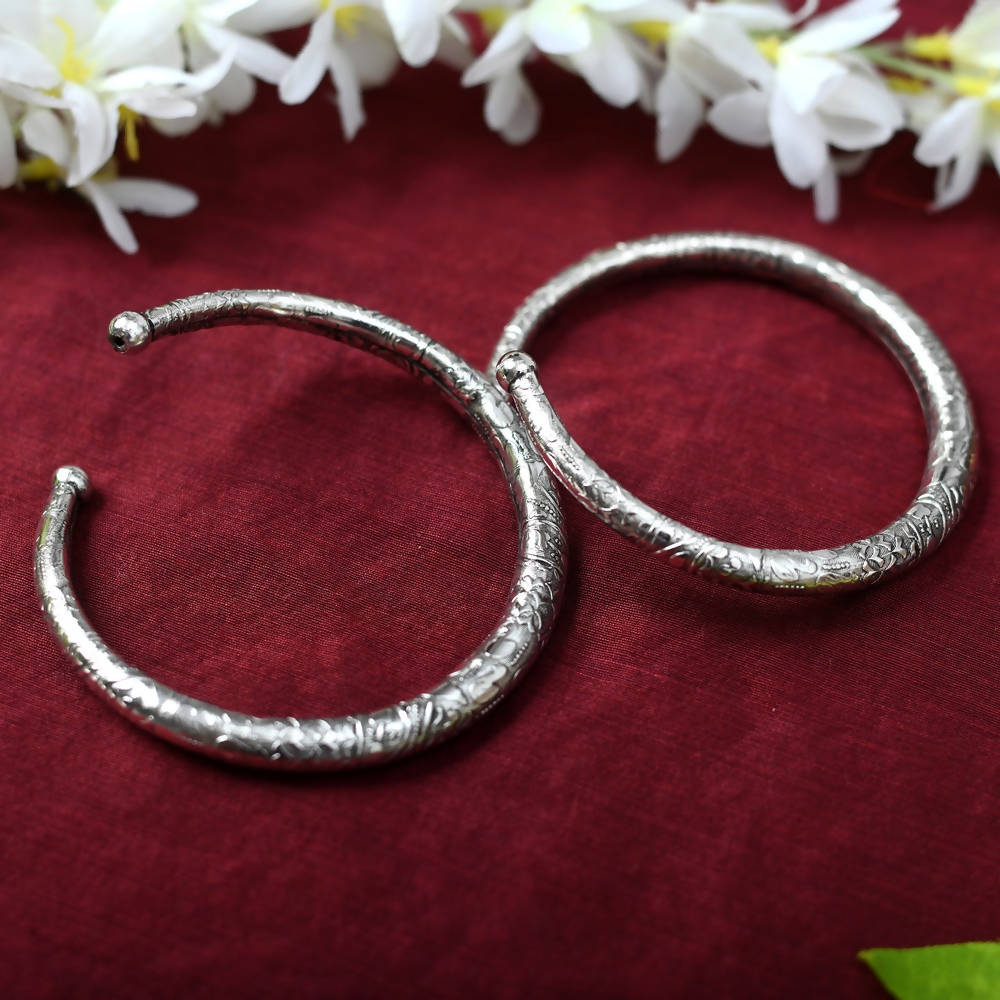Oxidised Silver Pressing Style Payal for Ethnic Elegance