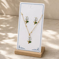 Gold Tone Enamel Tulip Flower Jewelry Set 2Pcs Women Pendant Necklace Stud Earrings Multi Color Floral Bud With Green Leaves Daily Party Dropshipping Gift