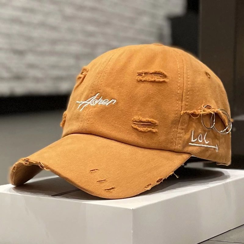 Distressed Tie-Dye Letter Print Cap - Women’s Cotton Streetwear Hat