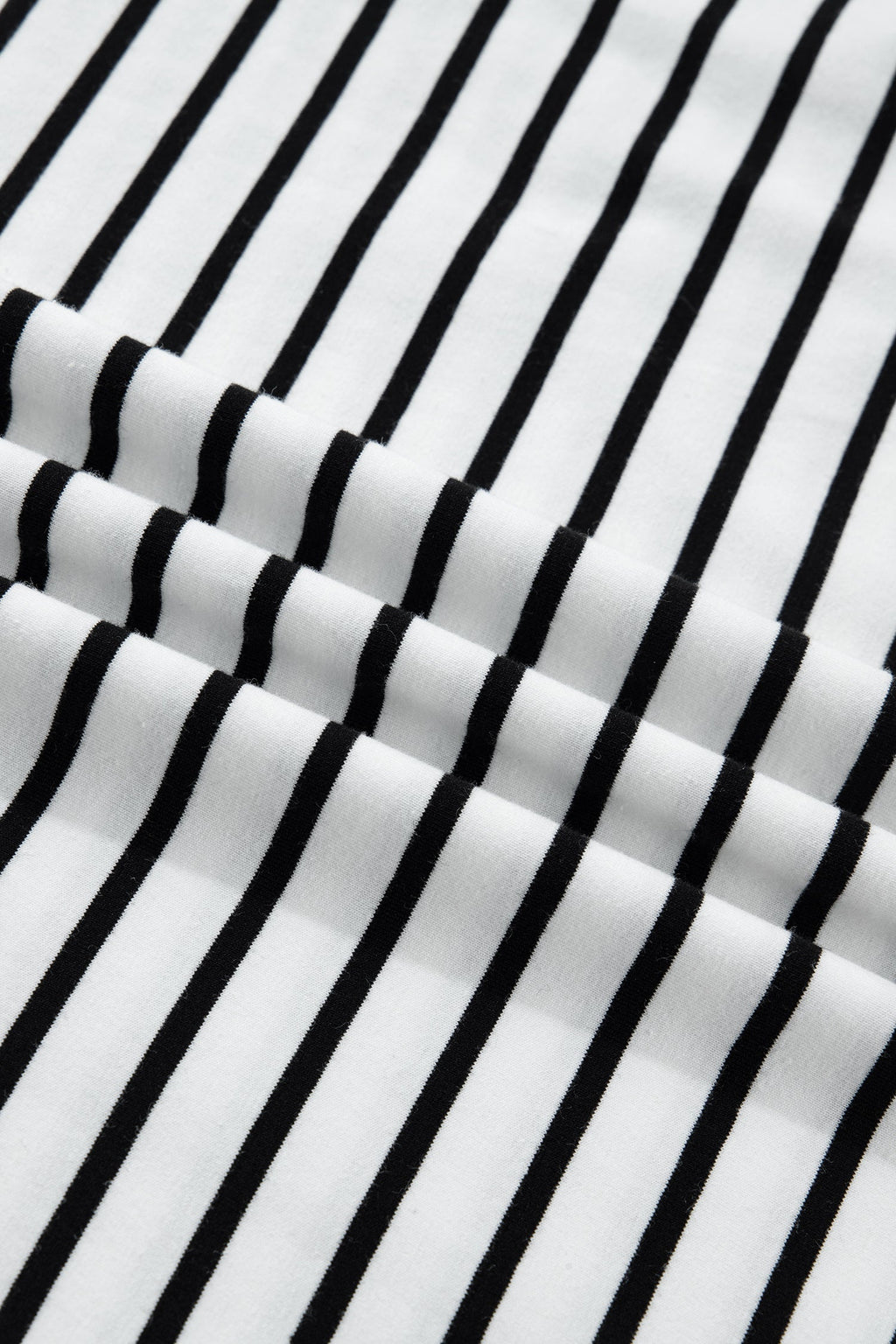 Stripe Buttoned Shoulder Cuffed Short Sleeve Tee