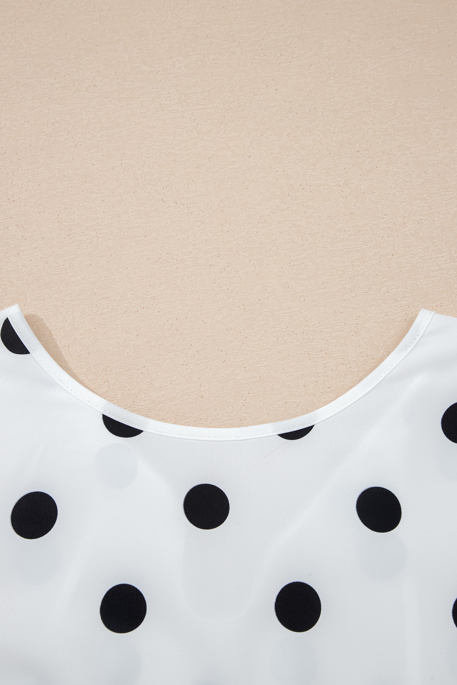 Polka Dot Frilled Long Sleeve Blouse | Crew Neck