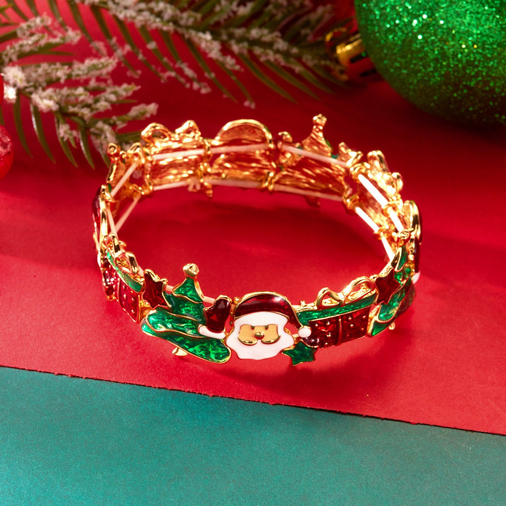 European And American Cross-Border Christmas Gifts Christmas Necklace Bracelet Earrings Set Female Cute Cartoon Bracelet Holiday Jewelry