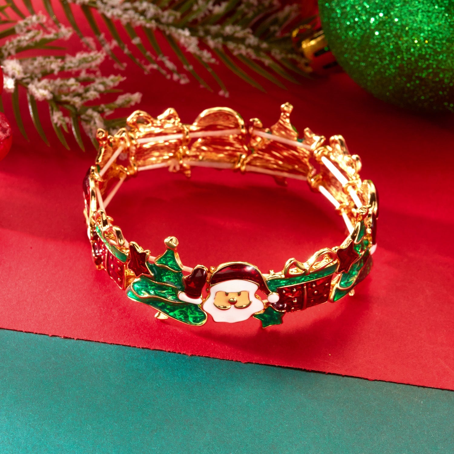 European And American Cross-Border Christmas Gifts Christmas Necklace Bracelet Earrings Set Female Cute Cartoon Bracelet Holiday Jewelry