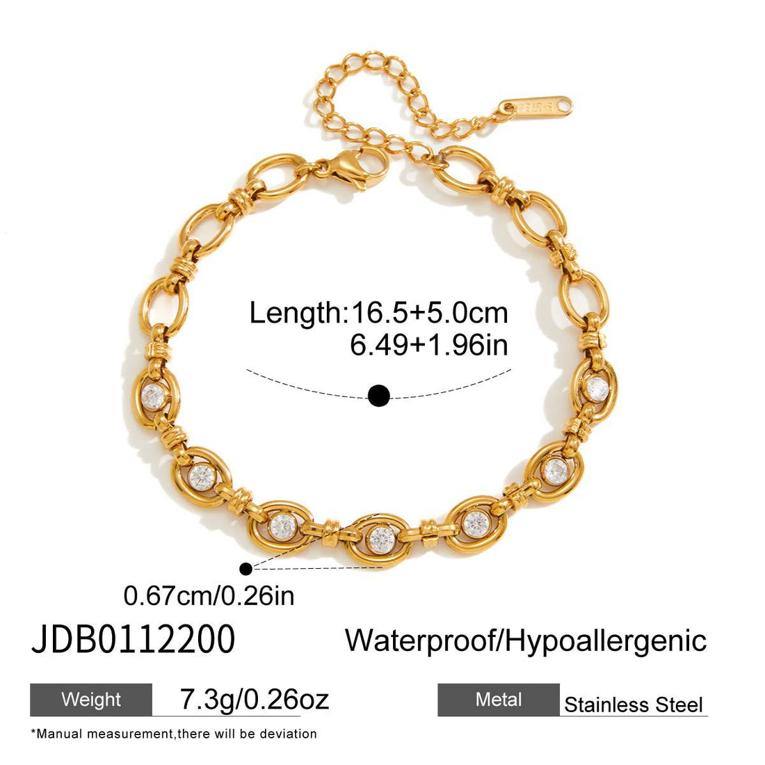 Zircon Chain Tassel Earrings and Bracelet Set in Gold
