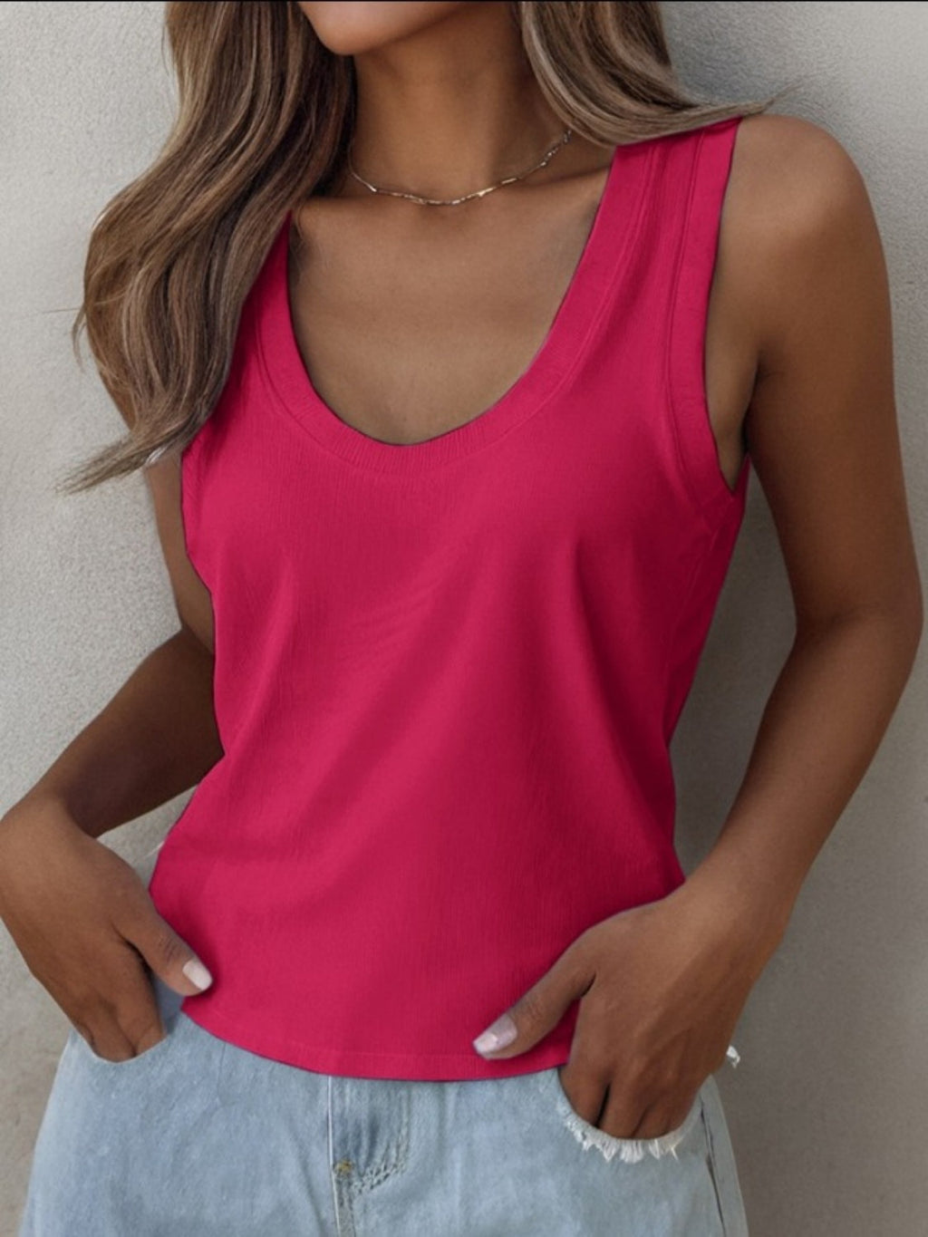Women's Solid Scoop Neck Tank Top Lightweight Sleeveless Basic Shirt - Image 5