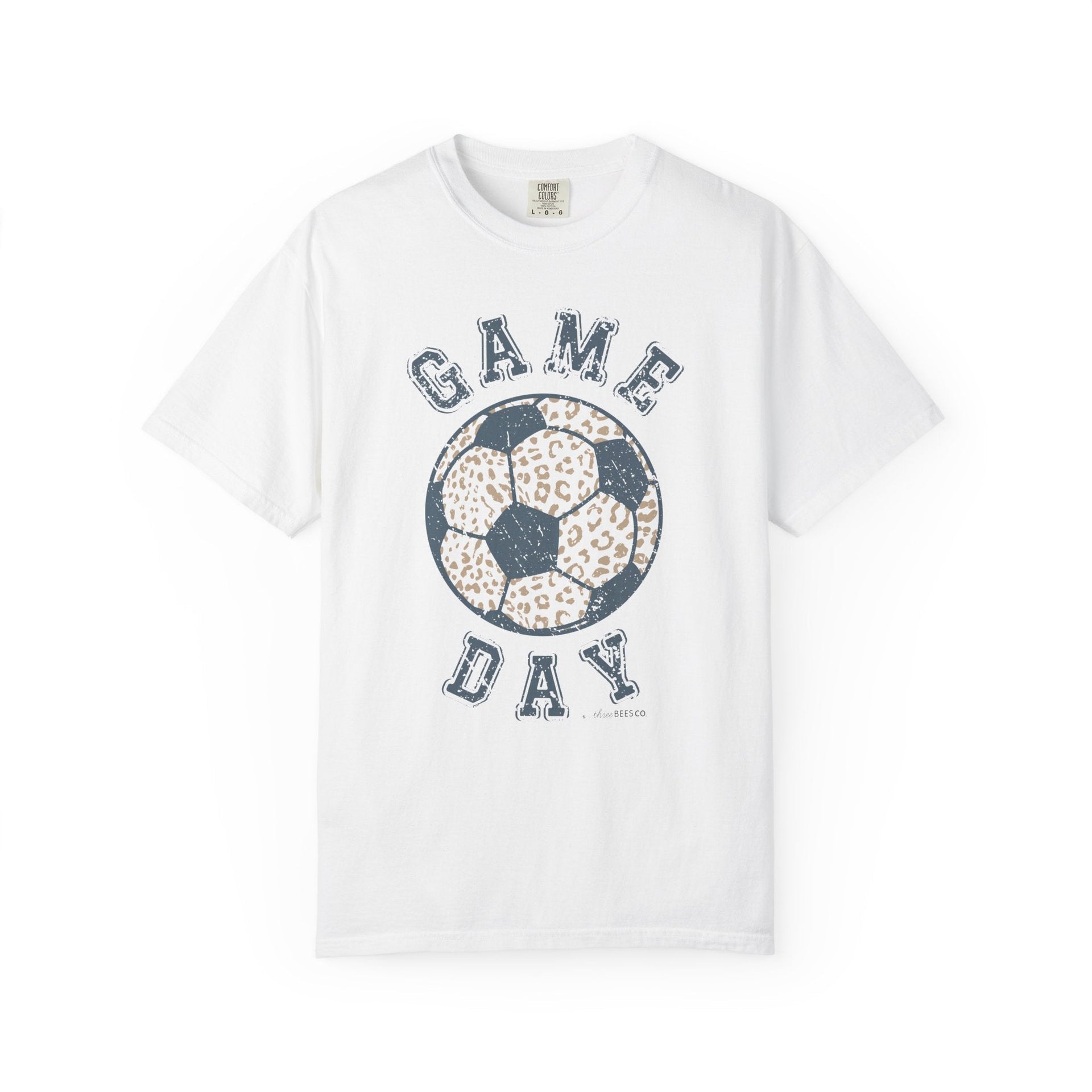 Adult Heavy Cotton Comfort Colors Soccer Game Day Leopard Hive Tee