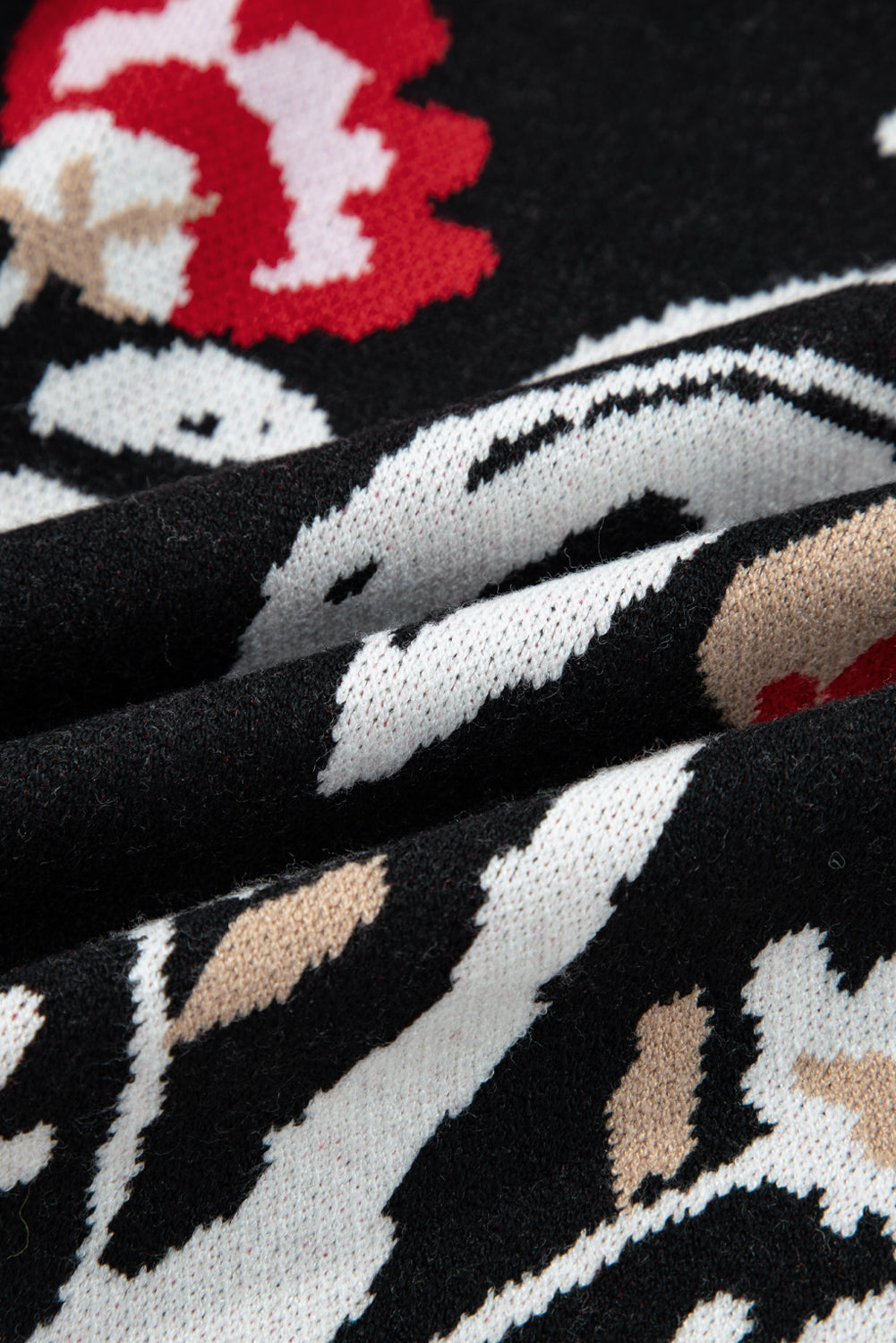 Floral Knit Button-Front V-Neck Cardigan