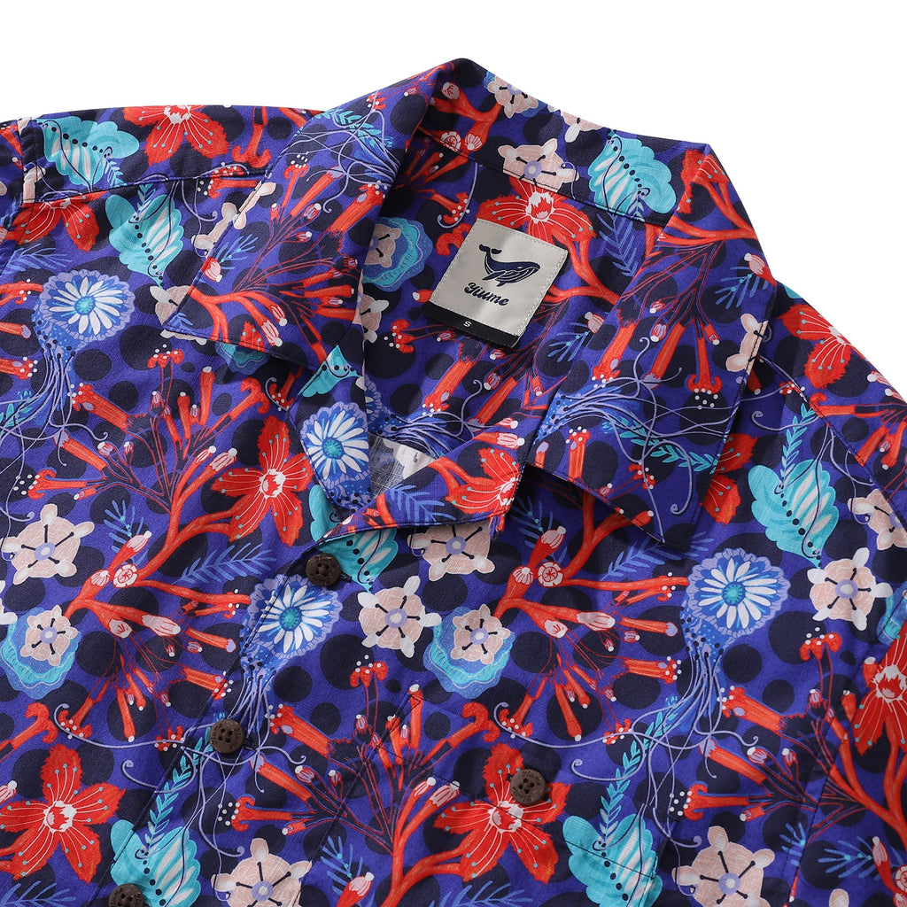 Men's The Big Dive Floral Print Camp Collar Cotton Shirt