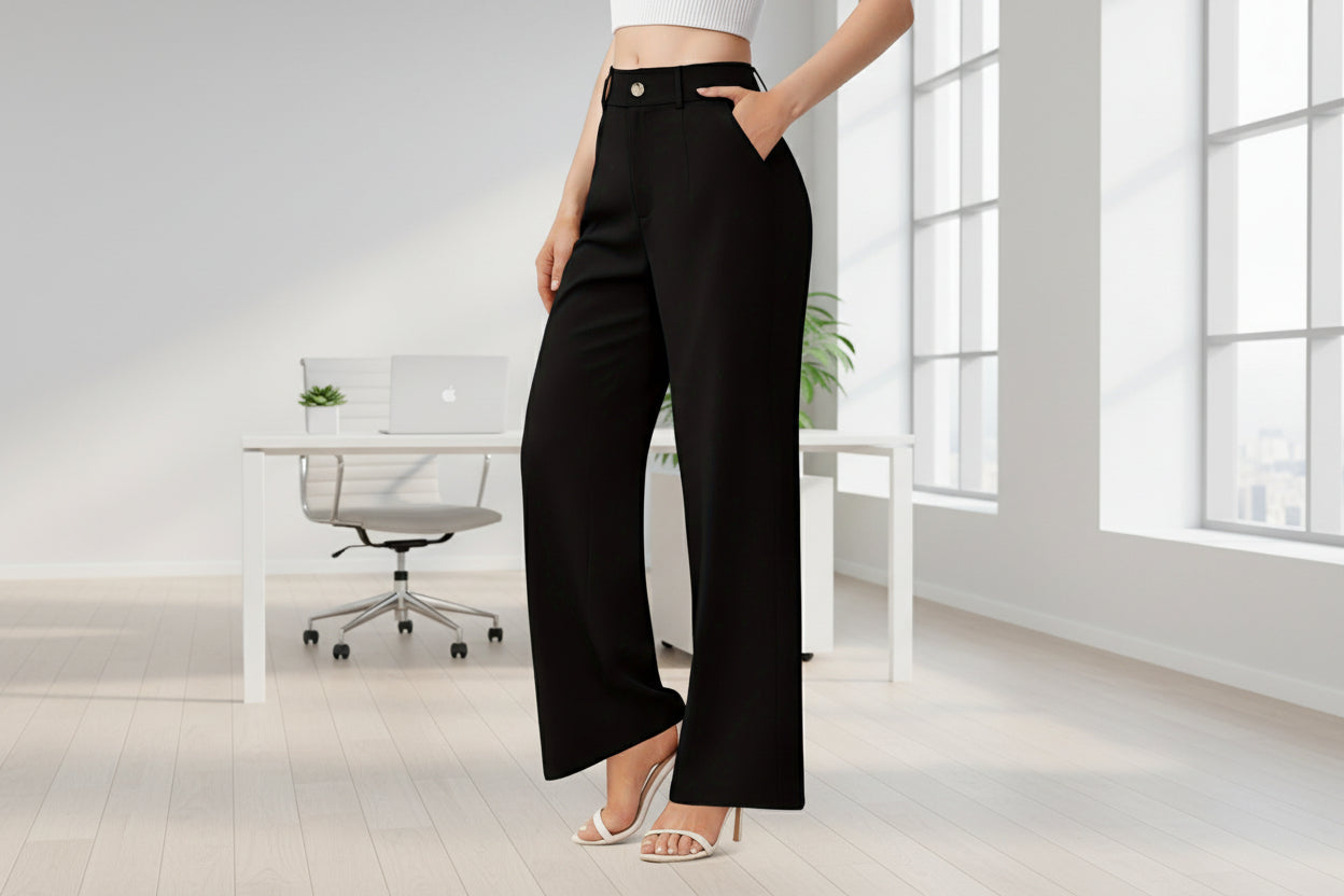 Women’s Elegant Tailored Suit Pants with Side Pockets Office Trousers - Image 5
